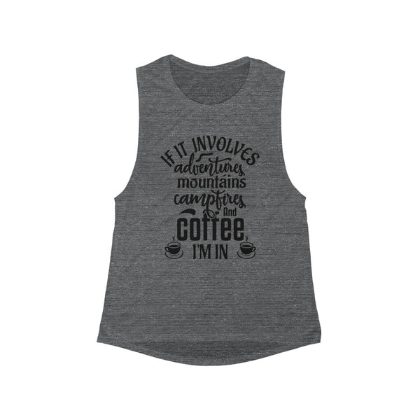 Adventures & Coffee - Women's Flowy Scoop Muscle Tank